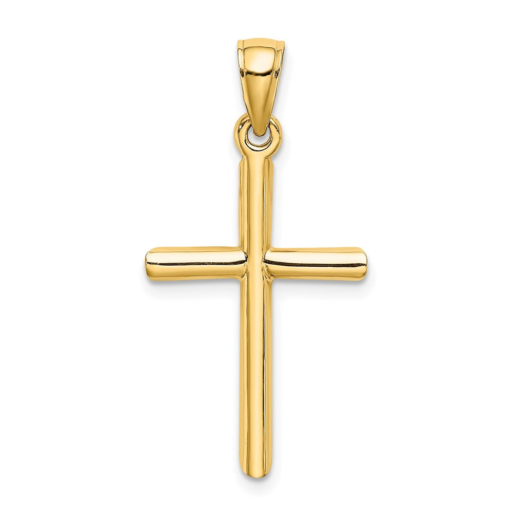 14k Yellow Gold Polished Cylinder Cross Charm