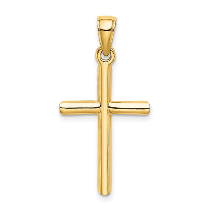 14k Yellow Gold Polished Cylinder Cross Charm