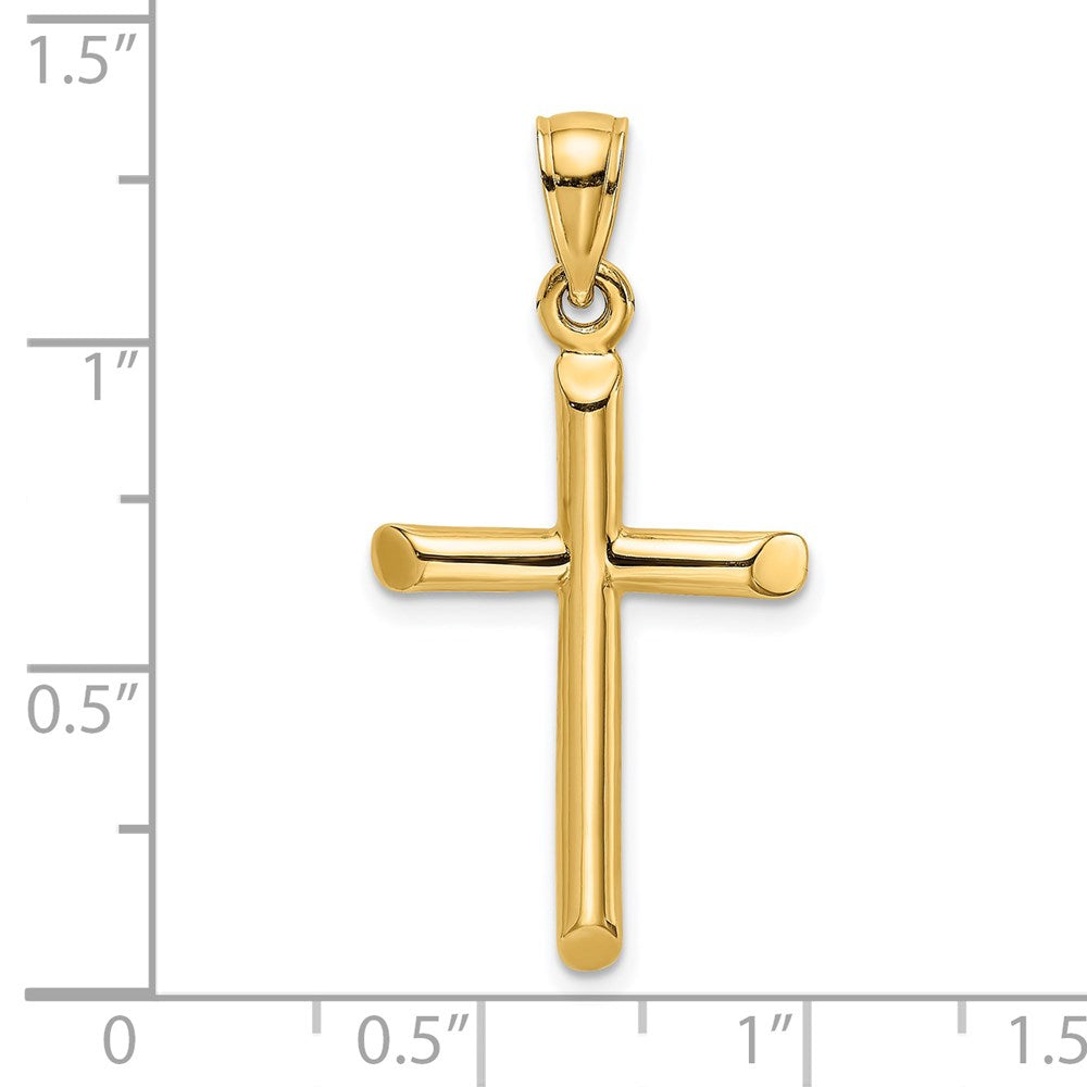 14k Yellow Gold Polished Cylinder Cross Charm