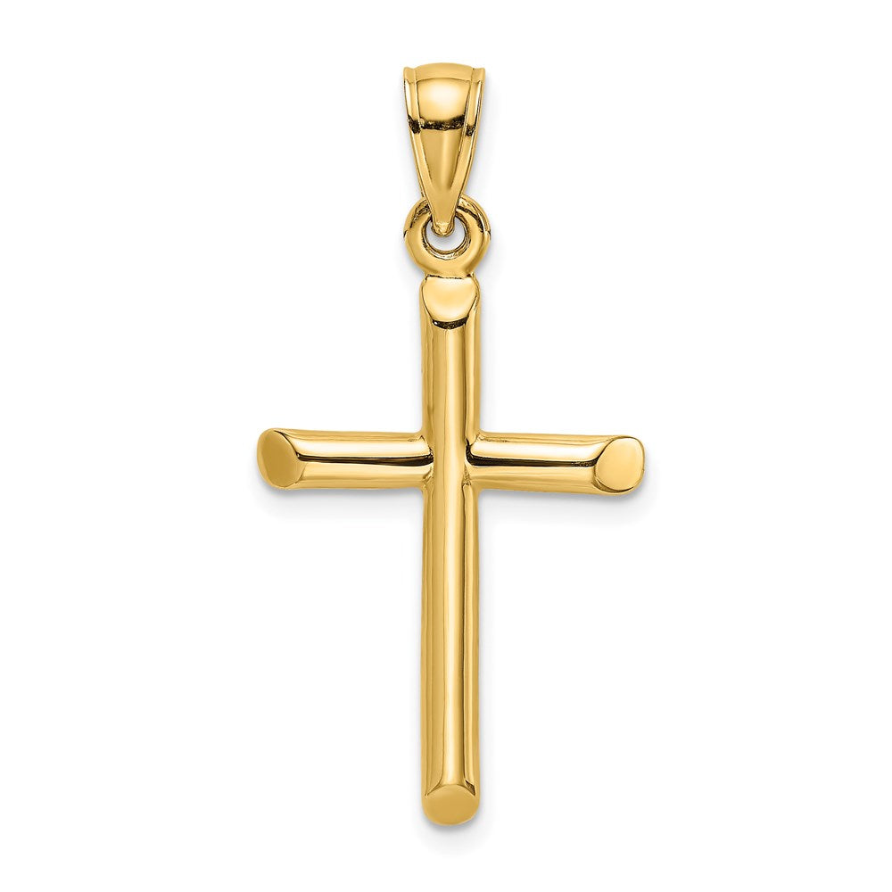 14k Yellow Gold Polished Cylinder Cross Charm