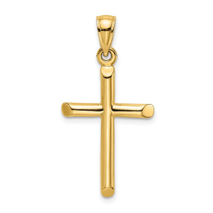 14k Yellow Gold Polished Cylinder Cross Charm