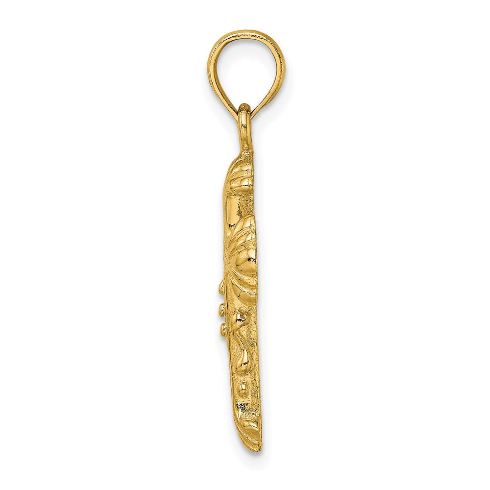 14k Yellow Gold Polished and Textured Cross Charm