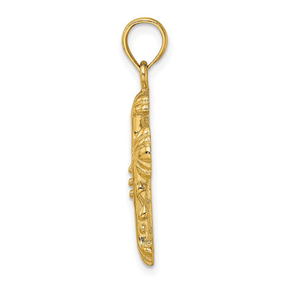 14k Yellow Gold Polished and Textured Cross Charm