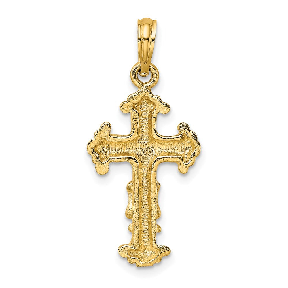 14k Yellow Gold Polished and Textured Cross Charm