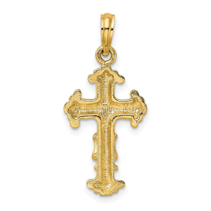14k Yellow Gold Polished and Textured Cross Charm