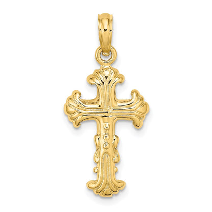 14k Yellow Gold Polished and Textured Cross Charm