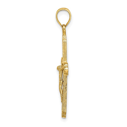 14k Yellow Gold Textured Crucifix Charm