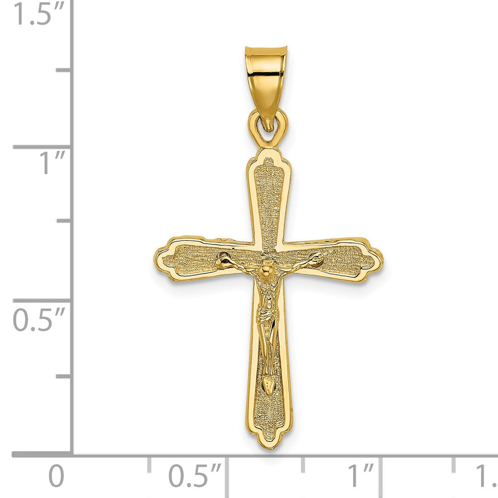 14k Yellow Gold Textured Crucifix Charm