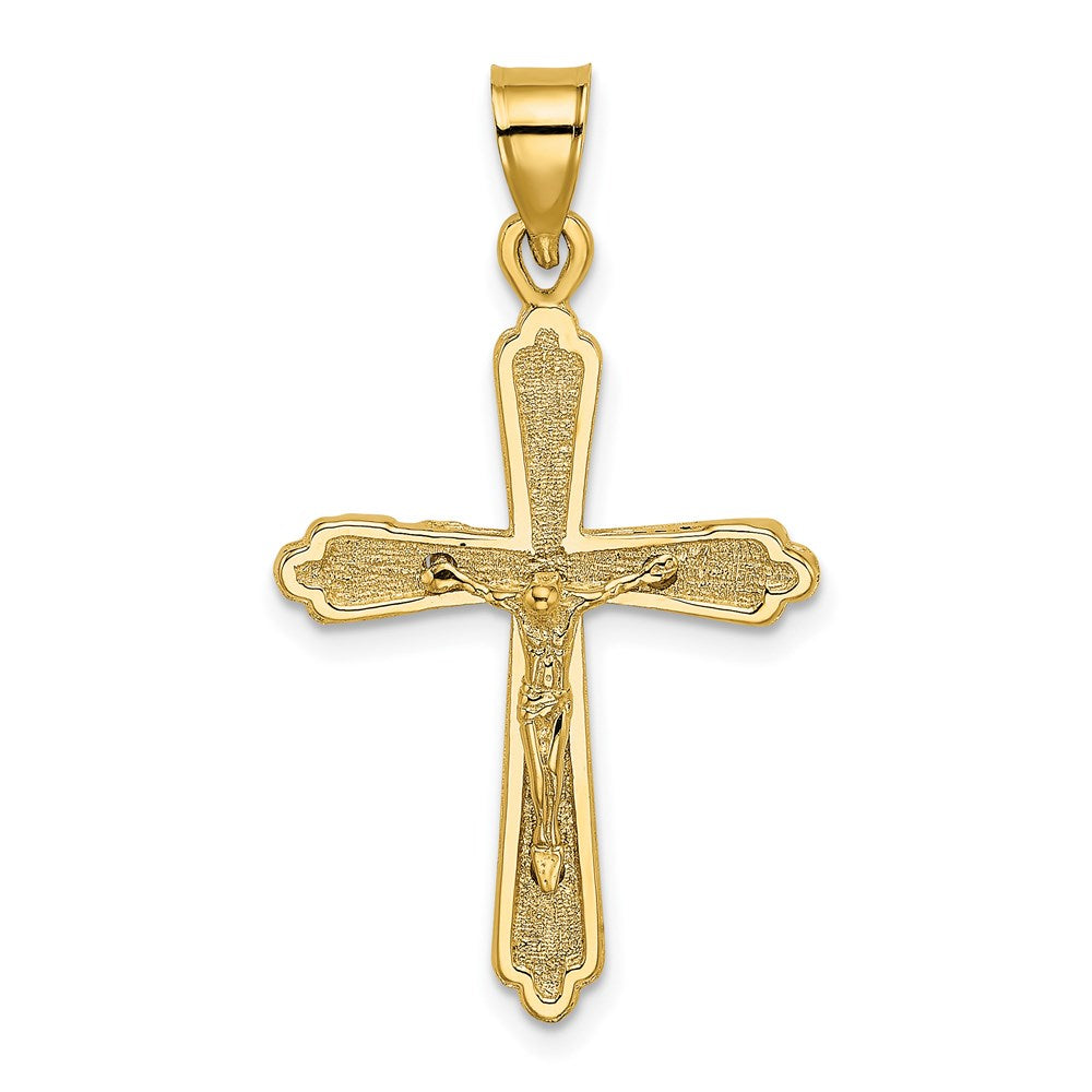 14k Yellow Gold Textured Crucifix Charm