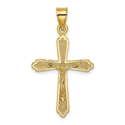 14k Yellow Gold Textured Crucifix Charm