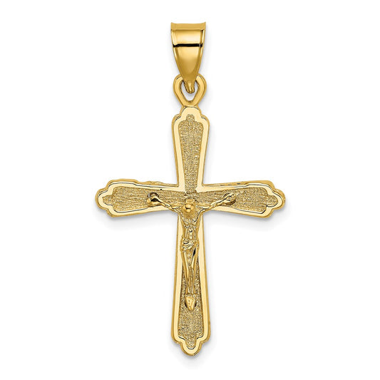 14k Yellow Gold Textured Crucifix Charm