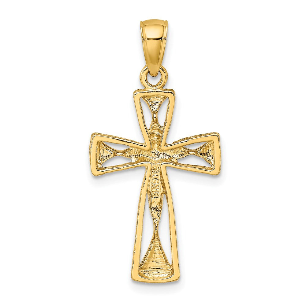 14k Yellow Gold Polished Cut-Out Design Cross Charm