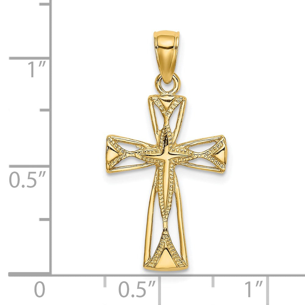 14k Yellow Gold Polished Cut-Out Design Cross Charm
