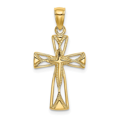 14k Yellow Gold Polished Cut-Out Design Cross Charm