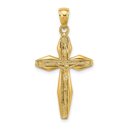14k Yellow Gold Polished Crucifix Charm