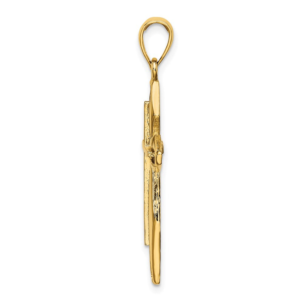 14k Yellow Gold Textured Cross Charm
