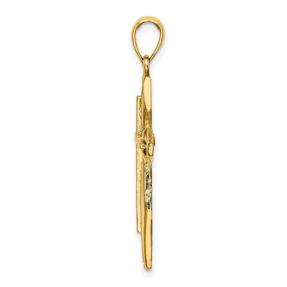 14k Yellow Gold Textured Cross Charm