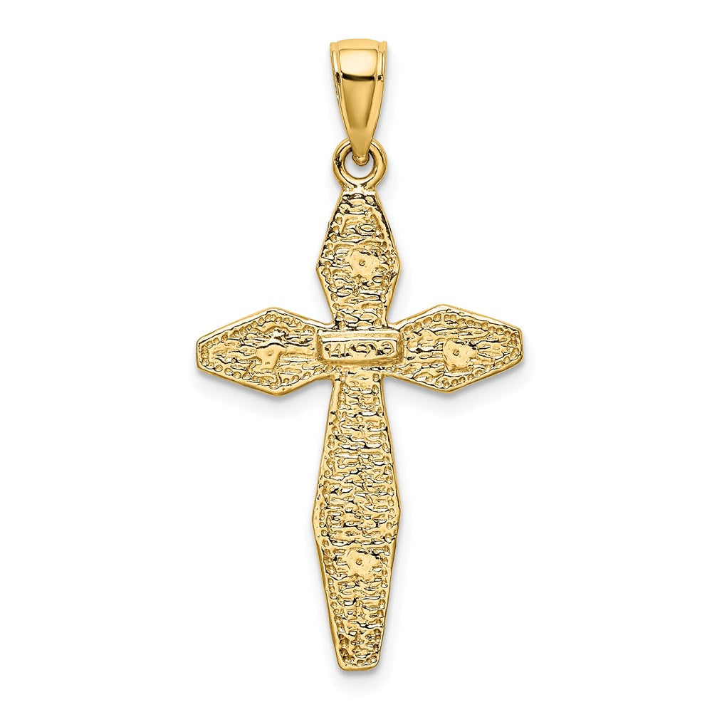14k Yellow Gold Textured Cross Charm