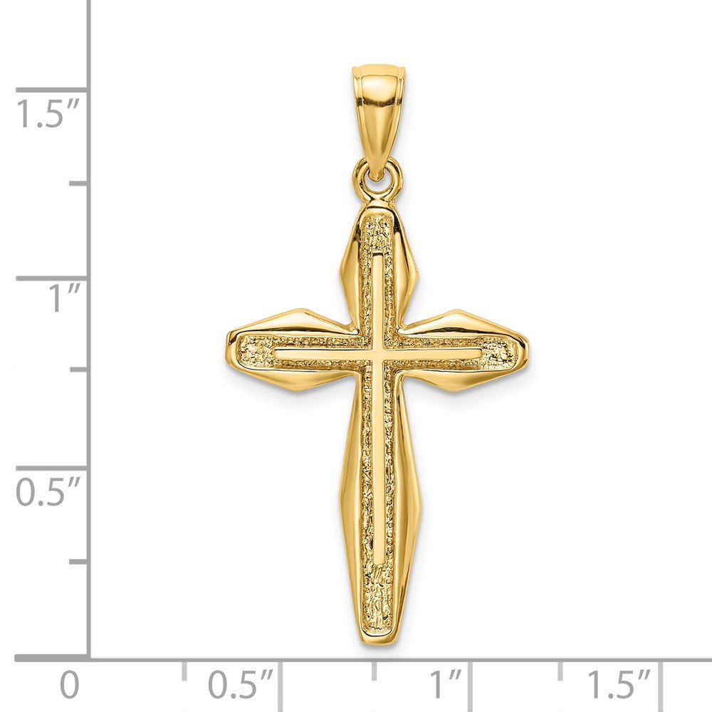 14k Yellow Gold Textured Cross Charm