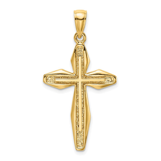 14k Yellow Gold Textured Cross Charm