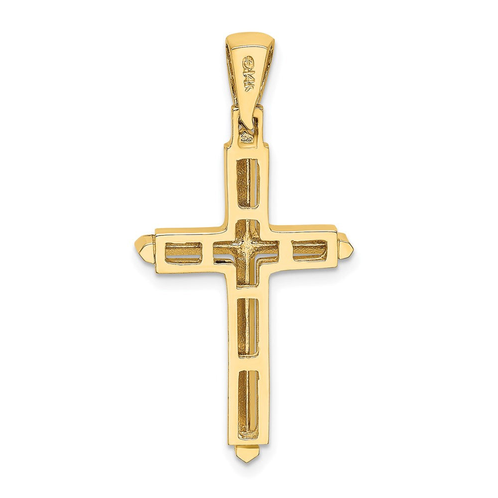 14k Yellow Gold Polished Cross Charm