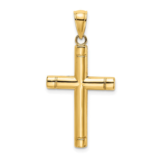 14k Yellow Gold Tubular Cross Charm