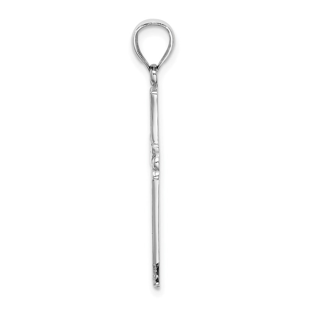 14k White Gold Cross W/Starburst Center Charm
