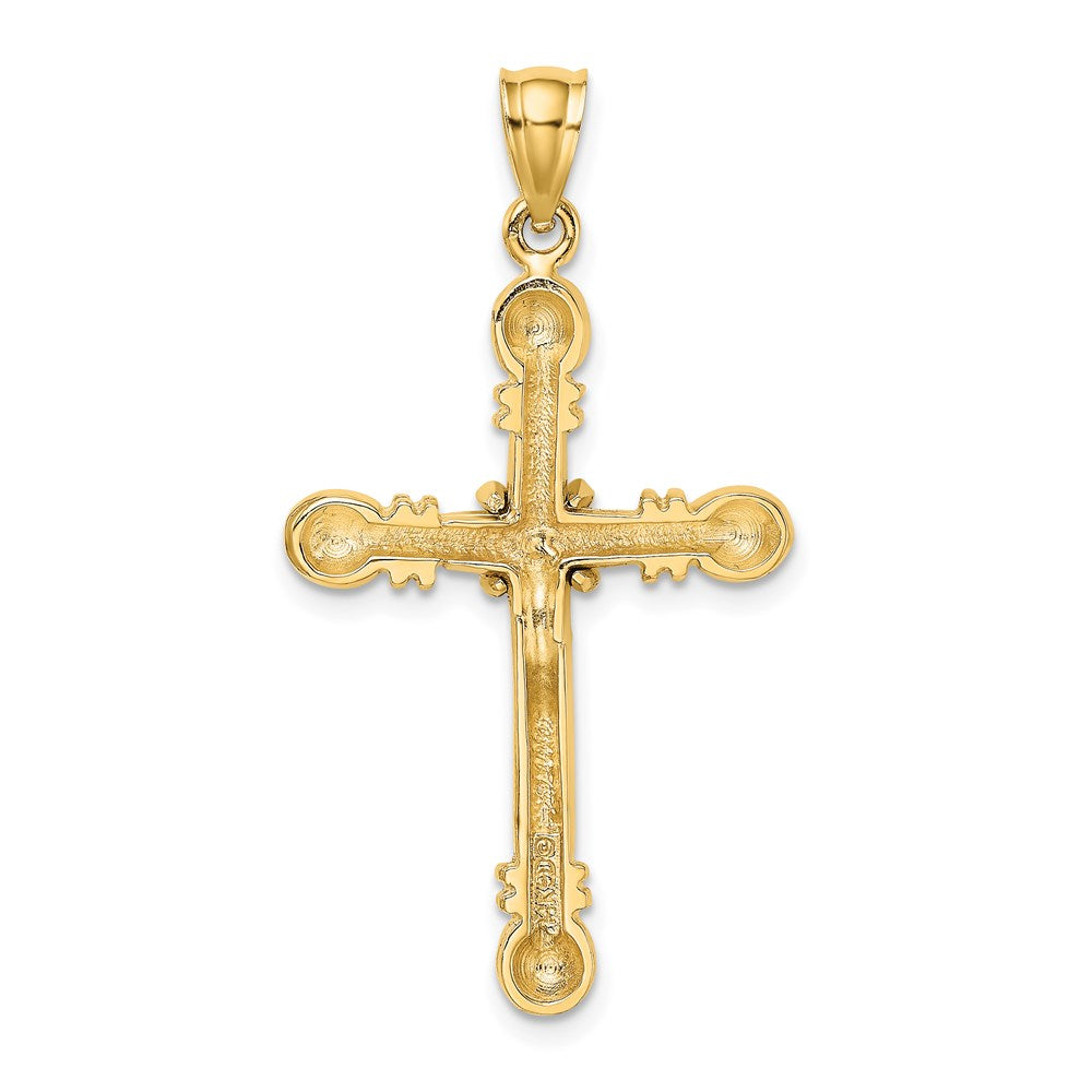 14k Yellow Gold Polished Cylinder Cross Charm