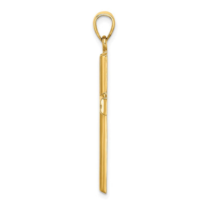 14k Yellow Gold Polished Beaded Cross Charm