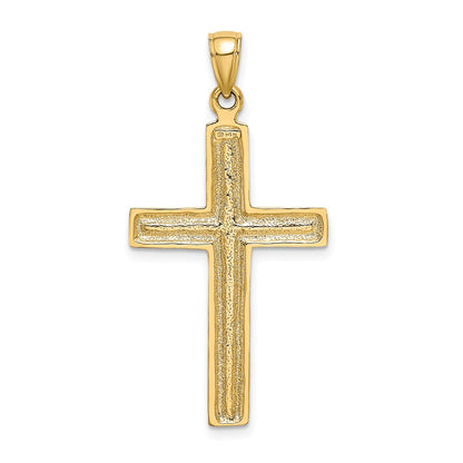 14k Yellow Gold Polished Beaded Cross Charm