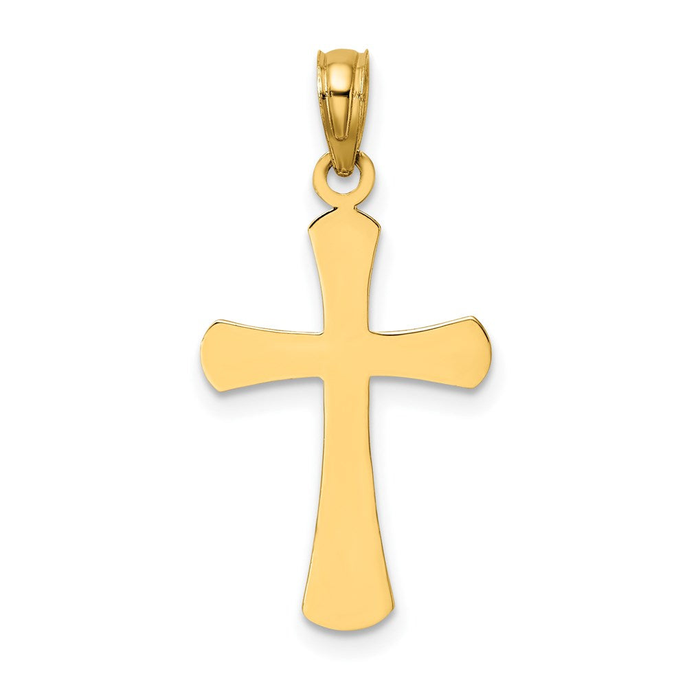 14k Yellow Gold Polished Beveled Cross w/ Round Tips Charm
