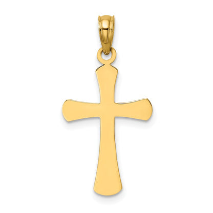 14k Yellow Gold Polished Beveled Cross w/ Round Tips Charm