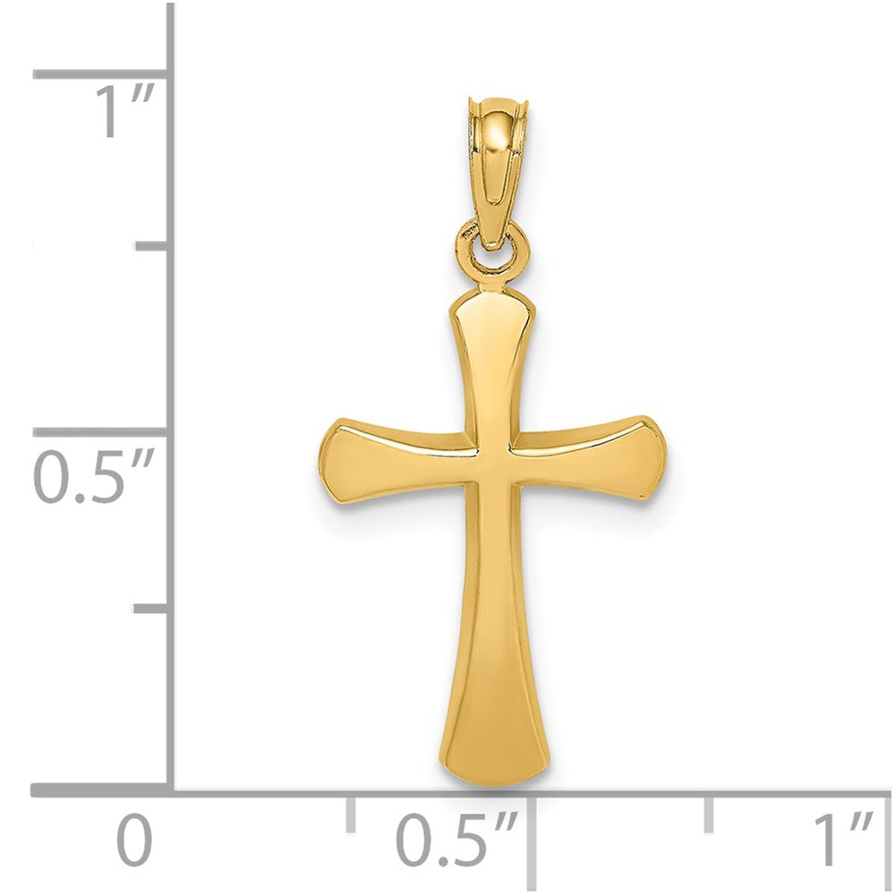 14k Yellow Gold Polished Beveled Cross w/ Round Tips Charm