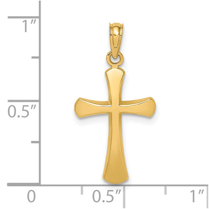 14k Yellow Gold Polished Beveled Cross w/ Round Tips Charm