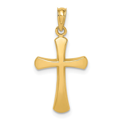 14k Yellow Gold Polished Beveled Cross w/ Round Tips Charm