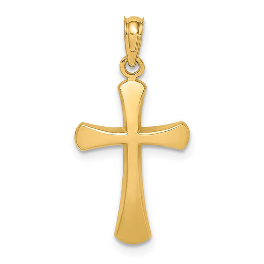 14k Yellow Gold Polished Beveled Cross w/ Round Tips Charm