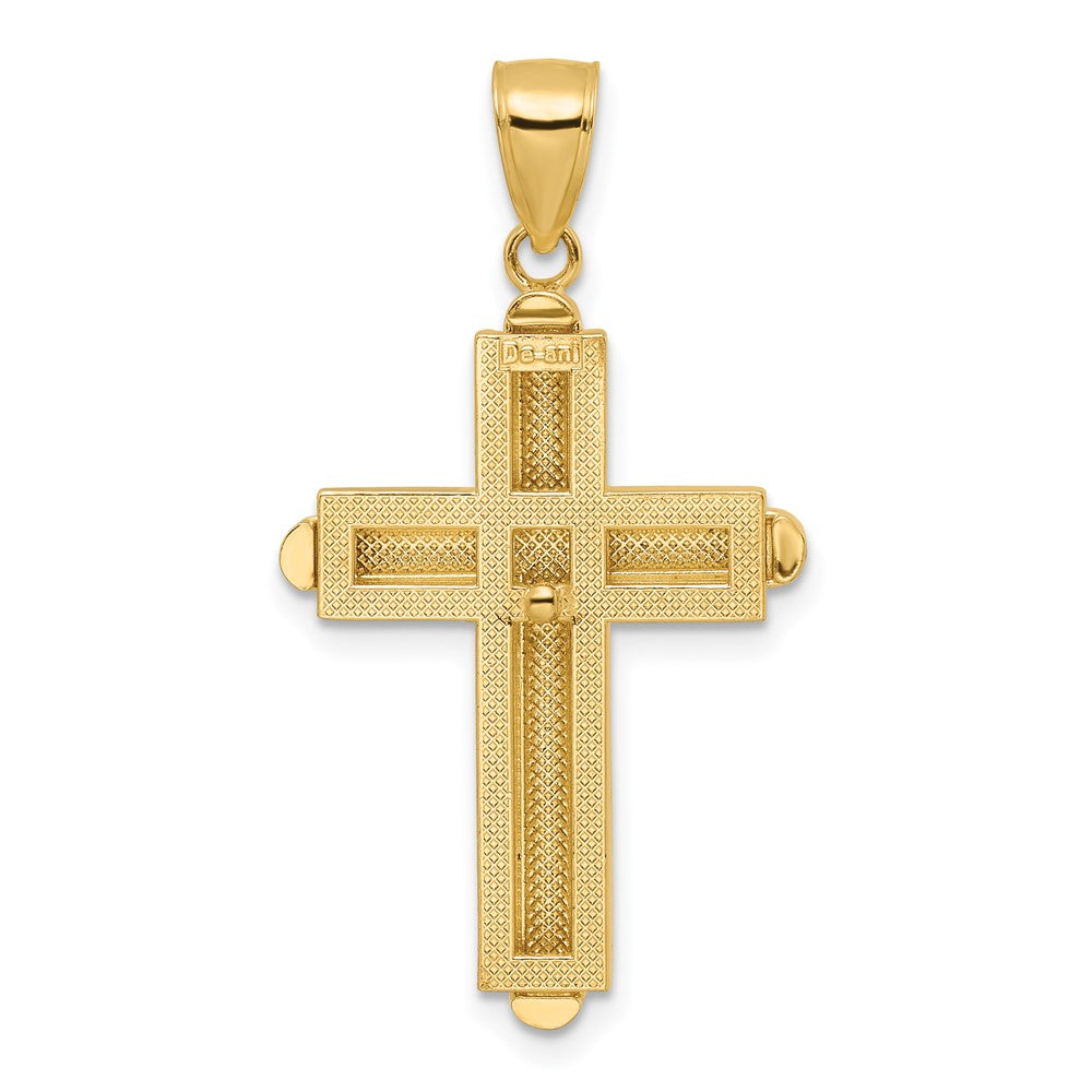 14k Yellow Gold Beveled Cross Pendant