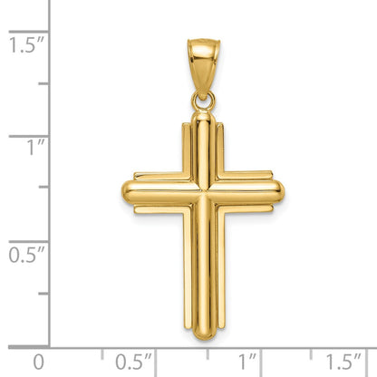 14k Yellow Gold Beveled Cross Pendant
