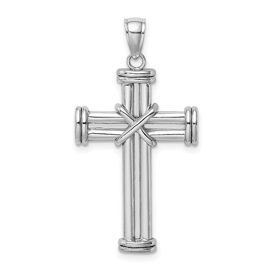 14k White Gold Polished Cross Pendant