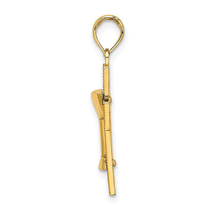 14k Yellow Gold Polished Cross W/ Communion Cup Charm