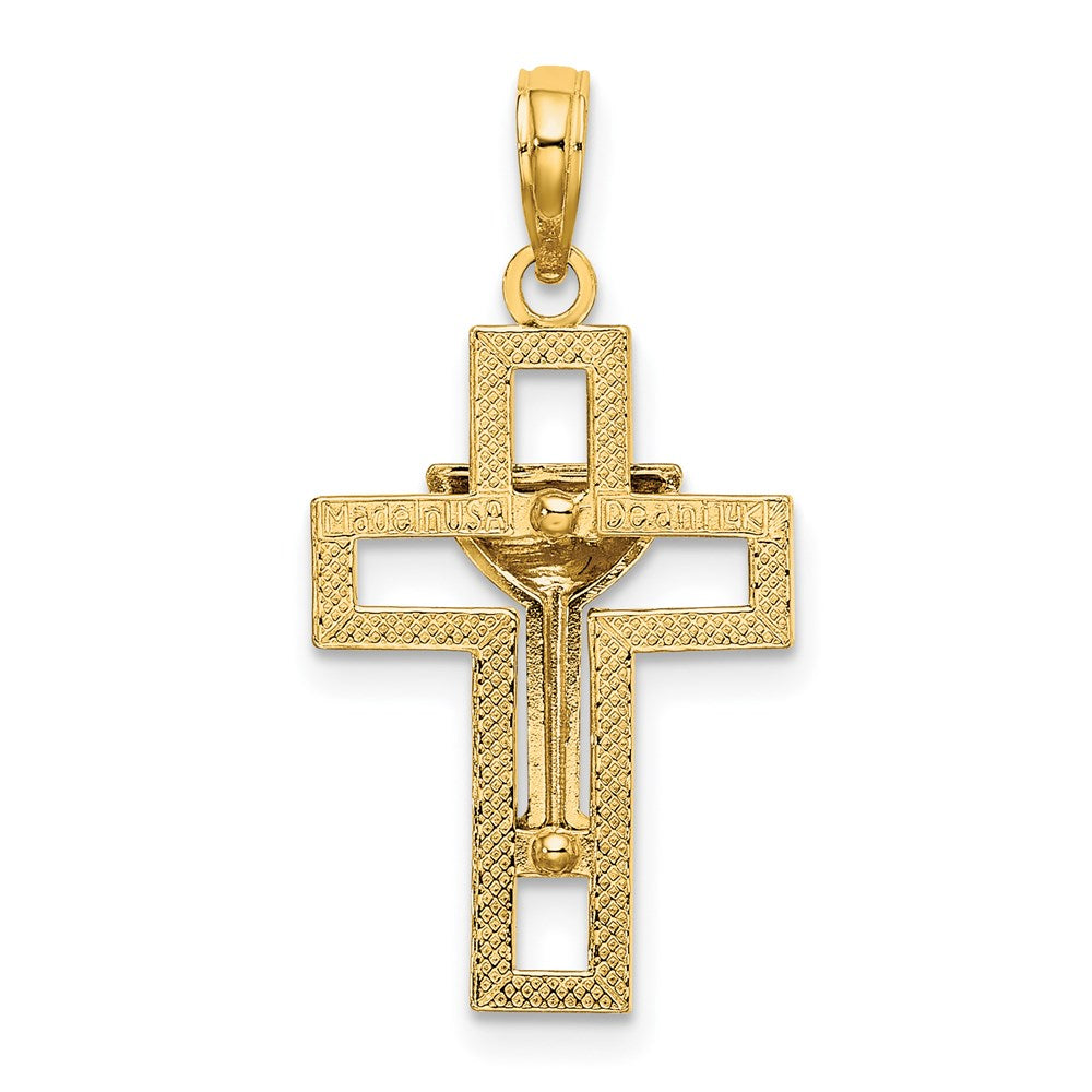 14k Yellow Gold Polished Cross W/ Communion Cup Charm
