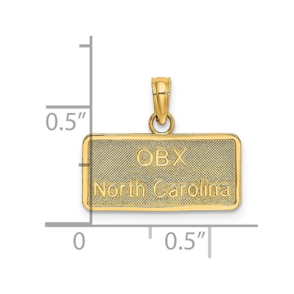 14k Yellow Gold OBX NORTH CAROLINA License Plate Charm