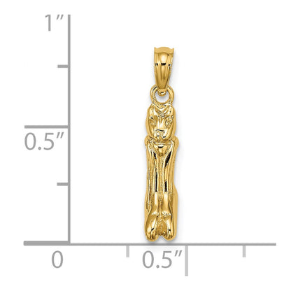 14k Yellow Gold 3D Polished MARCO ISLAND Cat Charm