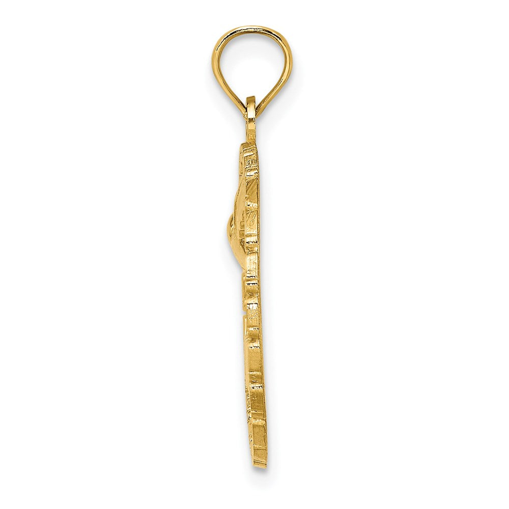 14k Yellow Gold JAMAICA w/ Bird in Circle Charm