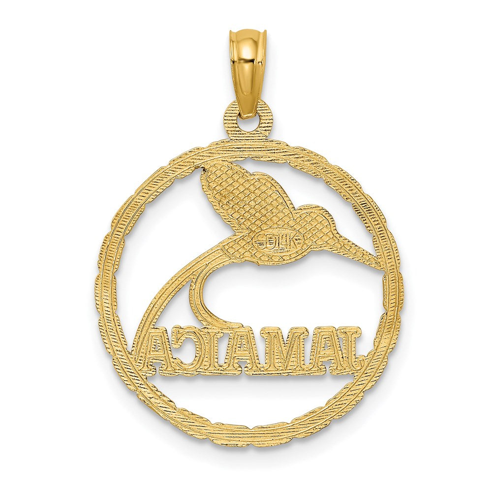 14k Yellow Gold JAMAICA w/ Bird in Circle Charm