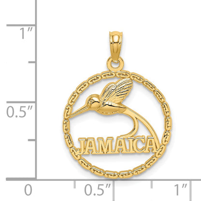 14k Yellow Gold JAMAICA w/ Bird in Circle Charm