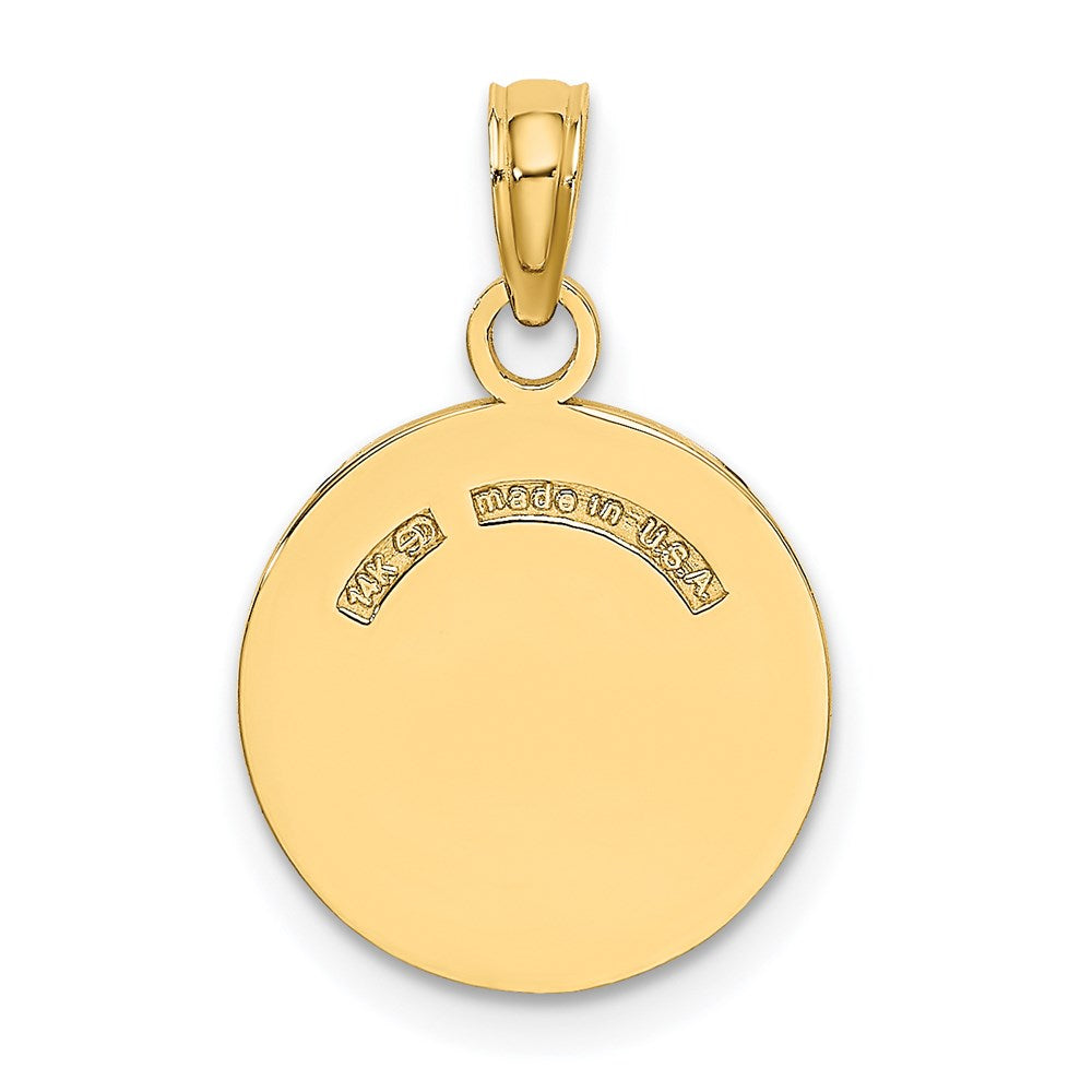 14k Yellow Gold Polished and Textured Flat Baseball Charm