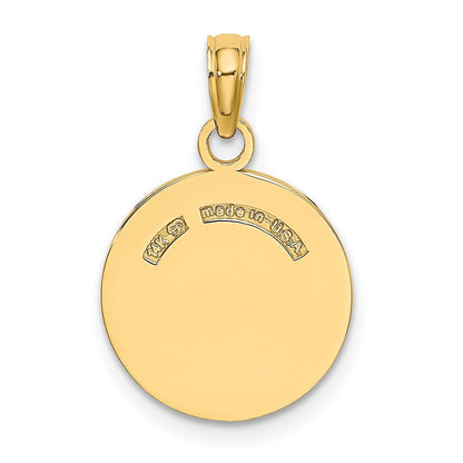 14k Yellow Gold Polished and Textured Flat Baseball Charm