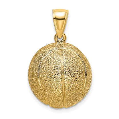 14k Yellow Gold 3-D Textured Basketball Charm