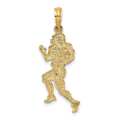 14k Yellow Gold Polished Running Football Player Charm